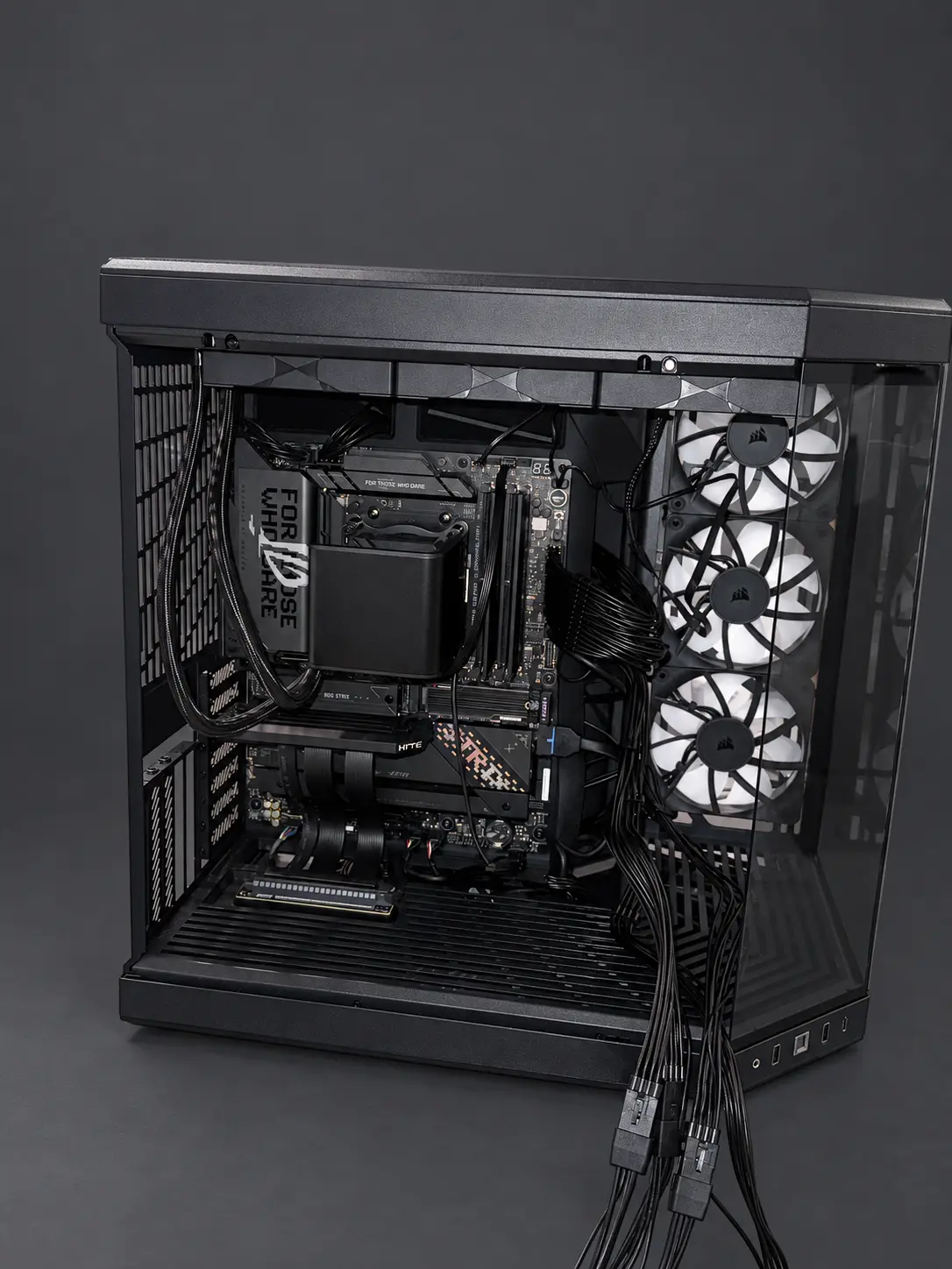 Three-quarter view of the open case